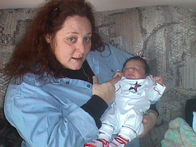Makayla & Grandma Melanie - first day home, 2-29-2001.
