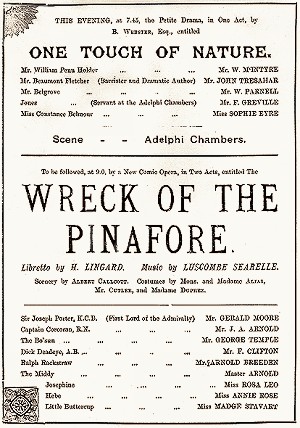 The programme for the first English production of 'The Wreck of the Pinafore'