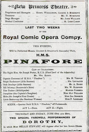 H.M.S. Pinafore programme June 1889