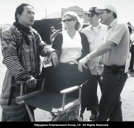Jackie Chan with co-producer Jules Daly and producers Gary Barber and Roger Birnbaum
