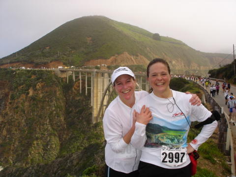 Maria and Donnna at the Bridge on Race Day