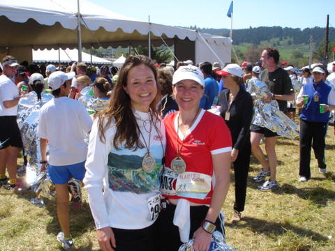 Maria and Donna upon completion of the Big Sur Marathon