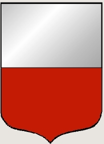 Per Pale, argent and gules