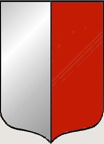 Per pale argent and gules