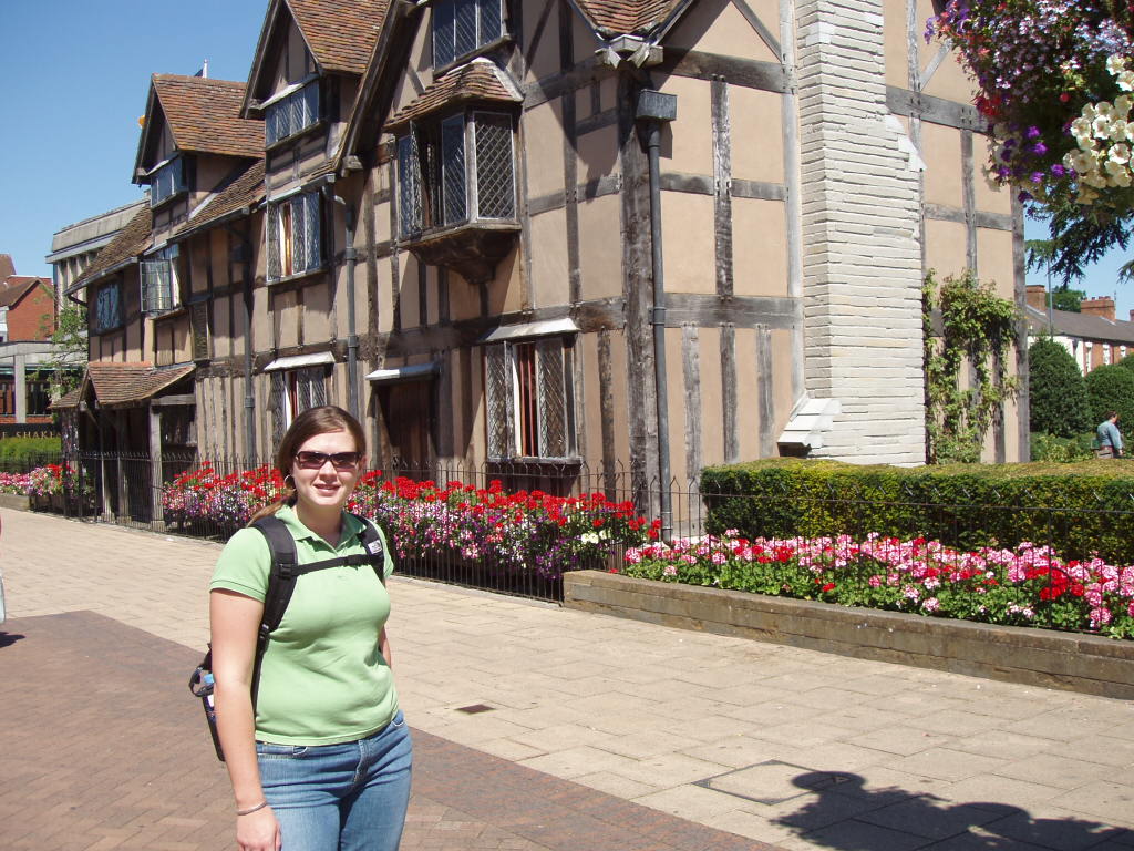Mrs. Howell at Shakespeare's house in Stratford, England