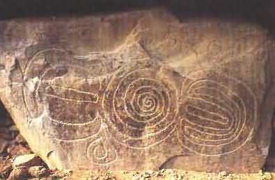 Knowth Ireland, Megalithic art designs on kerbstoneC