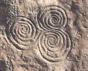 Ancient Ireland Tri Spiral symbols on megalithic stones