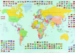 Flags of the World Map, Political Wall Maps of Europe for sale on-line