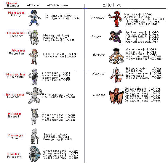 Pokemon Gold Gym Leaders