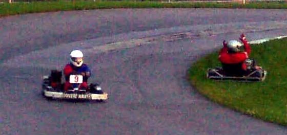 Michael works his away from a disabled kart