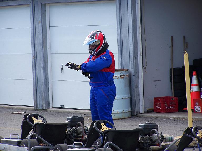 Michael getting ready to jump in his kart