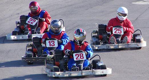 Michael leads the pack through turn four