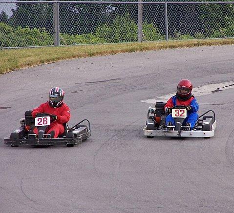 Michael races on the outside of turn 4