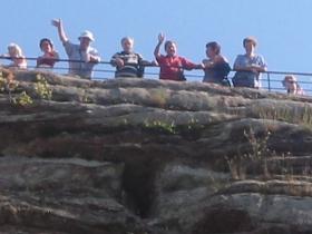 Waving from the battlements