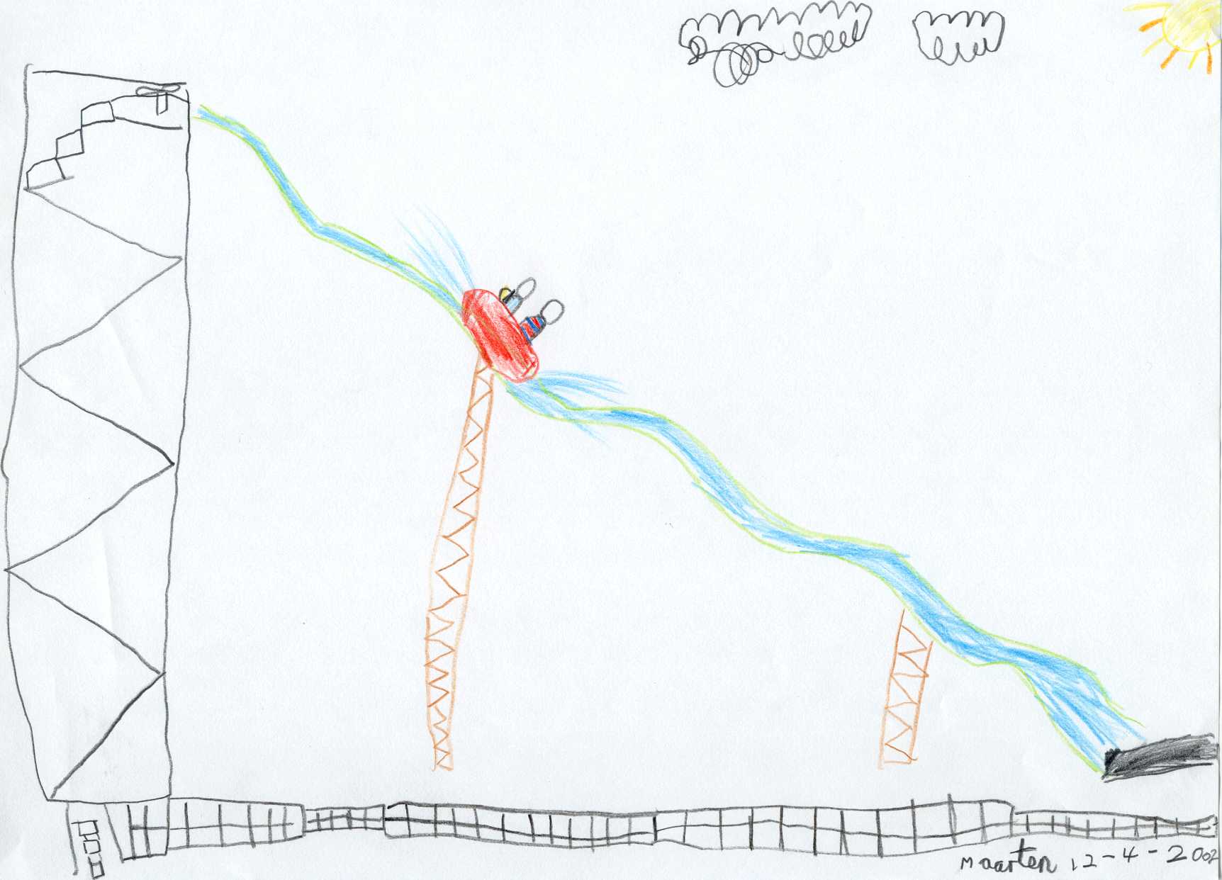 Maarten en Papa op de waterslide