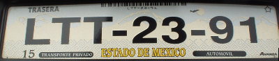State of Mxico plate, European size