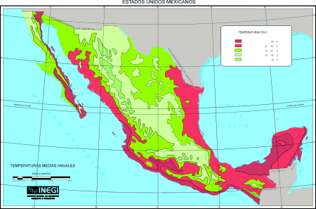 Distribuci�n de la Temperatura en la Rep�blica Mexicana
