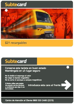 Frente y dorso del nuevo Subtecard (Cortes�a Metrov�as)
