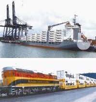 Primera operaci�n combinada tren-barco en Panam�.