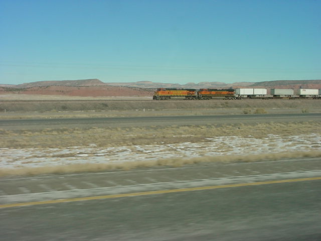 train headed west in New Mexico