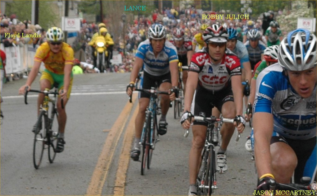 Lance Armstrong,&nbsp; center, copyright Michael French 2005