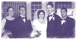 black and white photo of wedding party