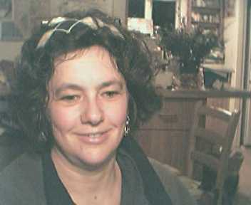 Mary at the computer, July 2004