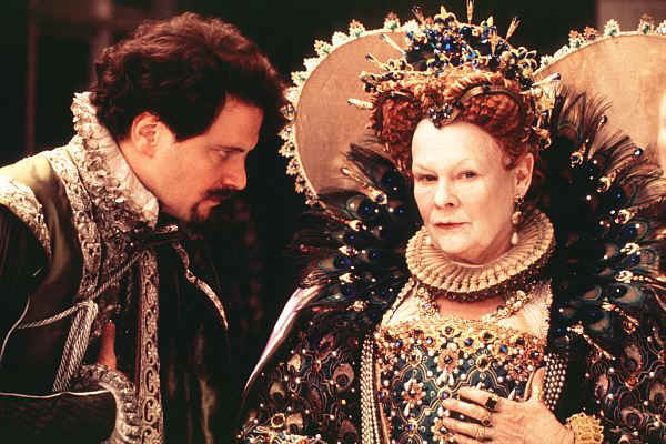 Colin Firth as the Earl of Wessex, and Dame Judi Dench as Queen Elizabeth 