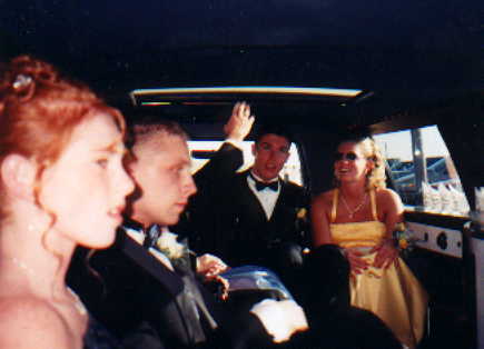 Theres us inside the limo.