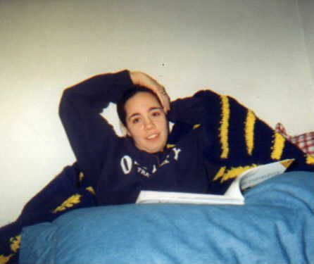 I think shes stretching her neck or something.
