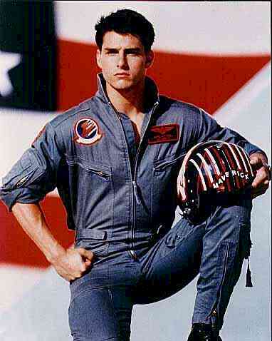 Maverick holding his flight helmet