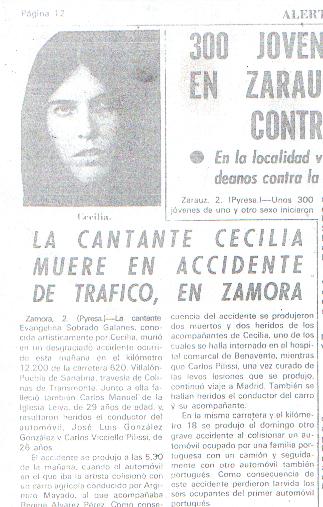 La noticia de la muerte de Evangelina en el diario 'Alerta'