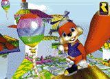 conker standing next to a balloon