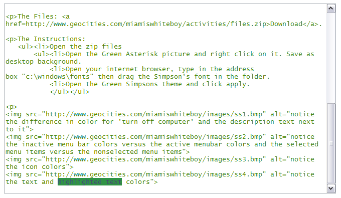 notice the text and highlighted text colors