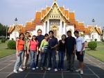 Group photo outside a temple