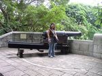 With an authentic cannon at Fort Canning Park