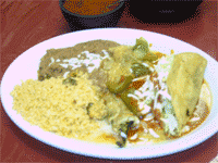 Mi Casita combination #2 Chile Relleno, encilada, & taco w/ bean and rice! MMM!