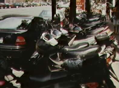 Scooters on the sidewalk