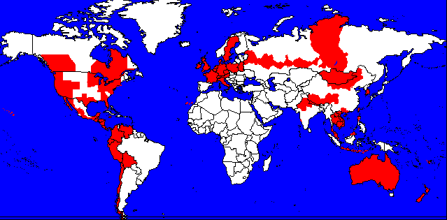 World map highlighting places I've been