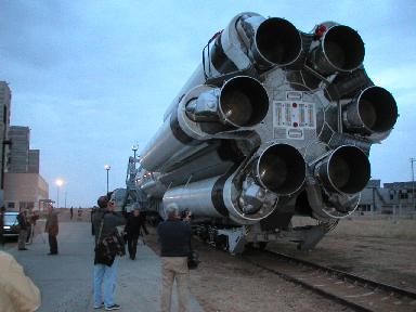 AMC 9 launch vehicle on the way to the pad