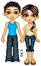 This is me and my bf Jacob. I didn't do justice for us both. I like my jeans but thats it. His hair turned out better then I thought because he does have curly hair. Oh and I like my cheeks :P