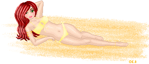 Nothing special here, I wanted to go to the beach one day, couldn't go and POOF she was made.  Pretty much hate everything about her. The hair is shit, the bathing suit you can't even see the shading, and for all of you who are wondering what she is lying on, it's SAND!! I tried ok