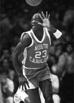 1981-84 Michael goes for the pass at UNC. 