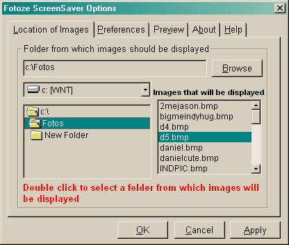 Example of Preferences tab: