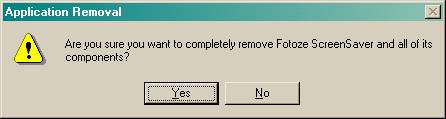 Example of Application Removal prompt. Click Yes.