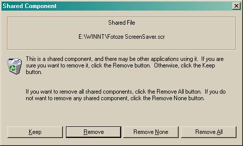 Example of Shared Component removal prompt. Click Remove.
