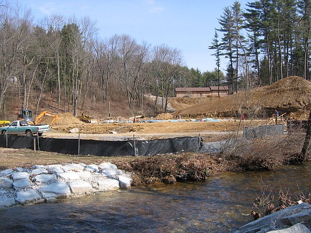 Looking across the creek from where bath house construction is underway.
