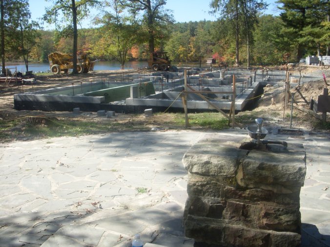 View from the center walkway at the drinking fountain.