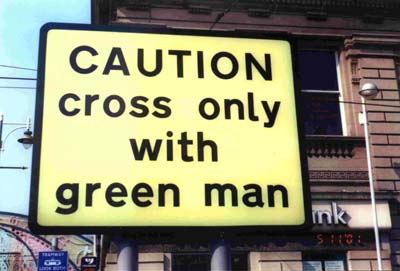 green man crossing