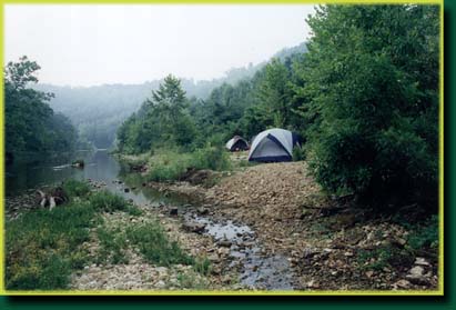 Tents along river